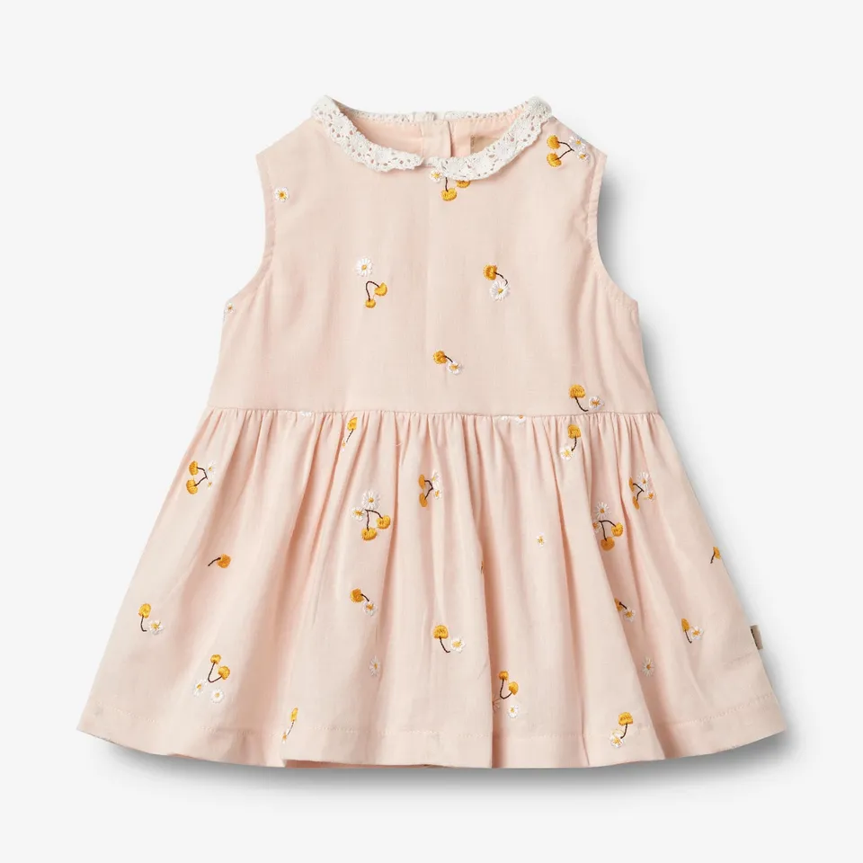 wheat-elma-kleid-powder-yellow-cherries-babykleid-kirschen-bio image 1