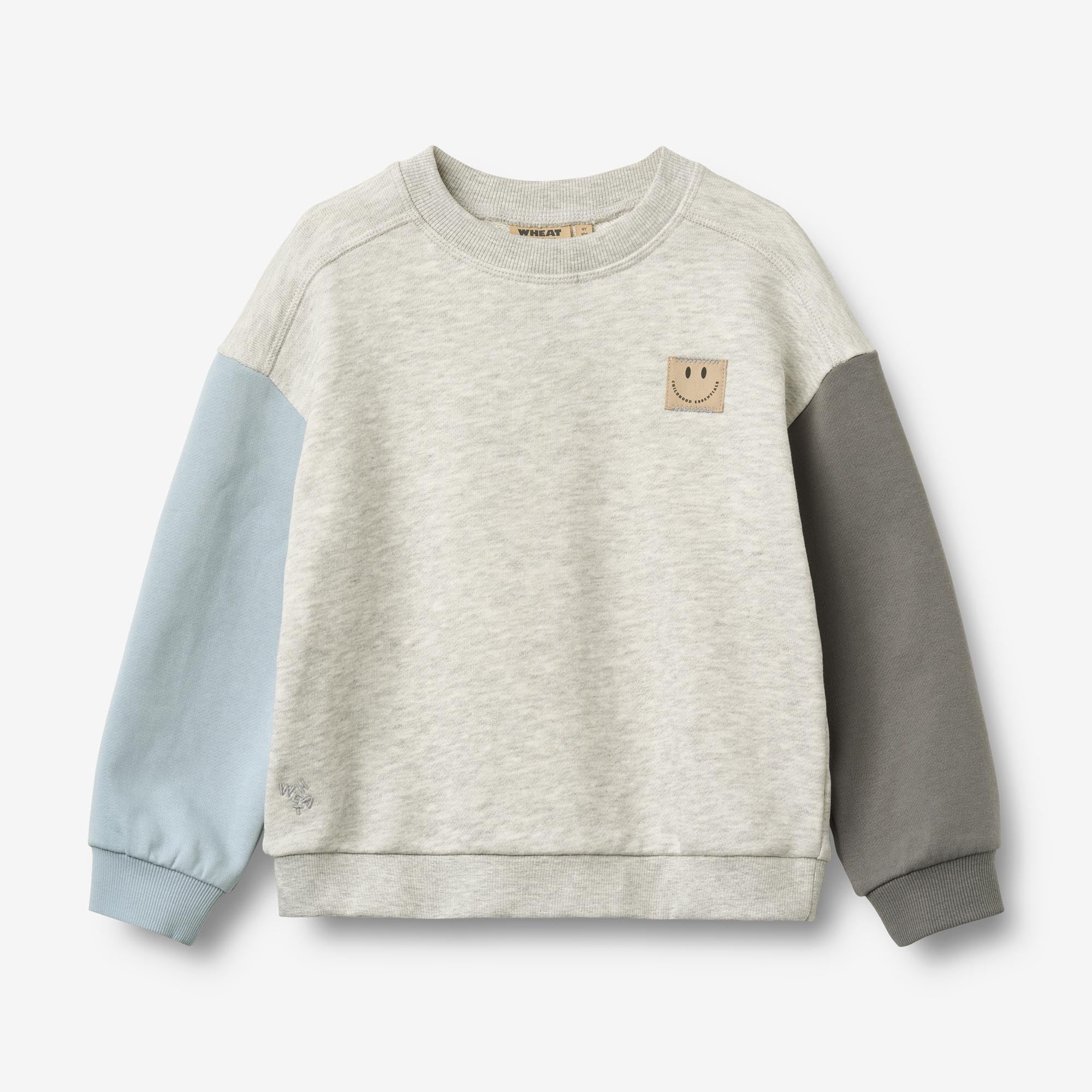 wheat-lennon-badge-sweatshirt-light-melange-grey image 1