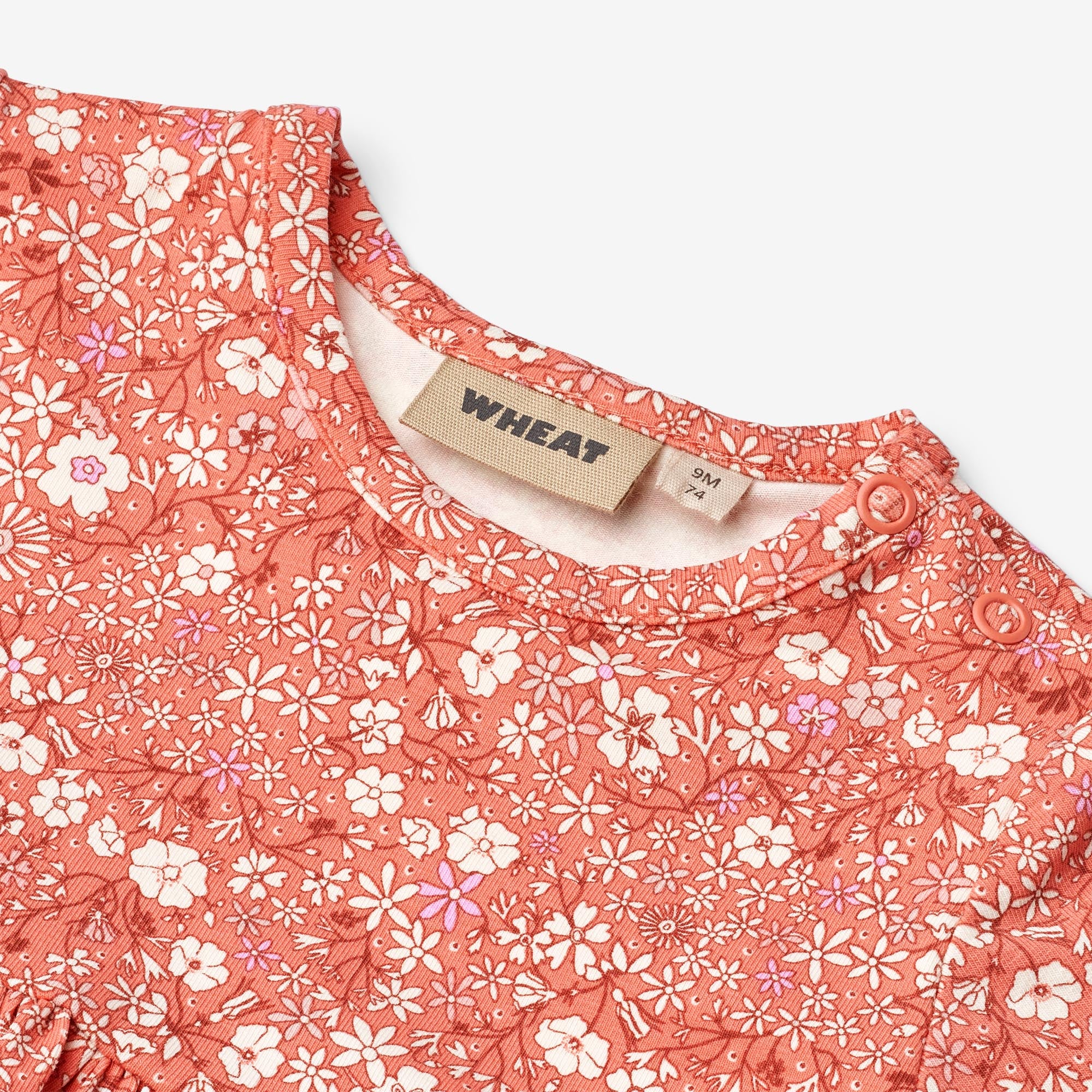 wheat-nova-jerseykleid-m-dchen-coral-flowers-bio-baumwolle image 3