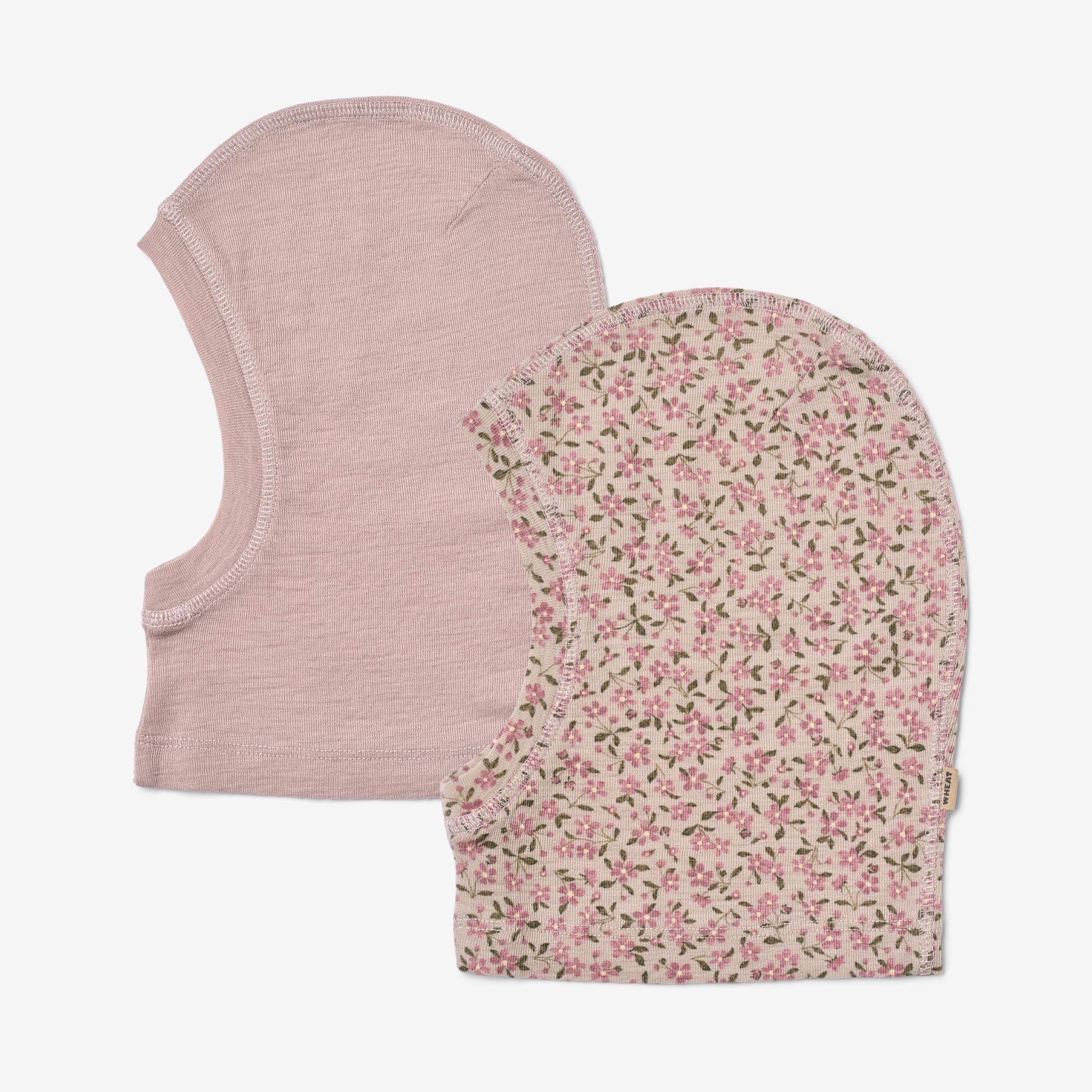 wheat-accessories-balaclava-kim-sturmhaube-pale-lilac-flowers-merinowolle image 1