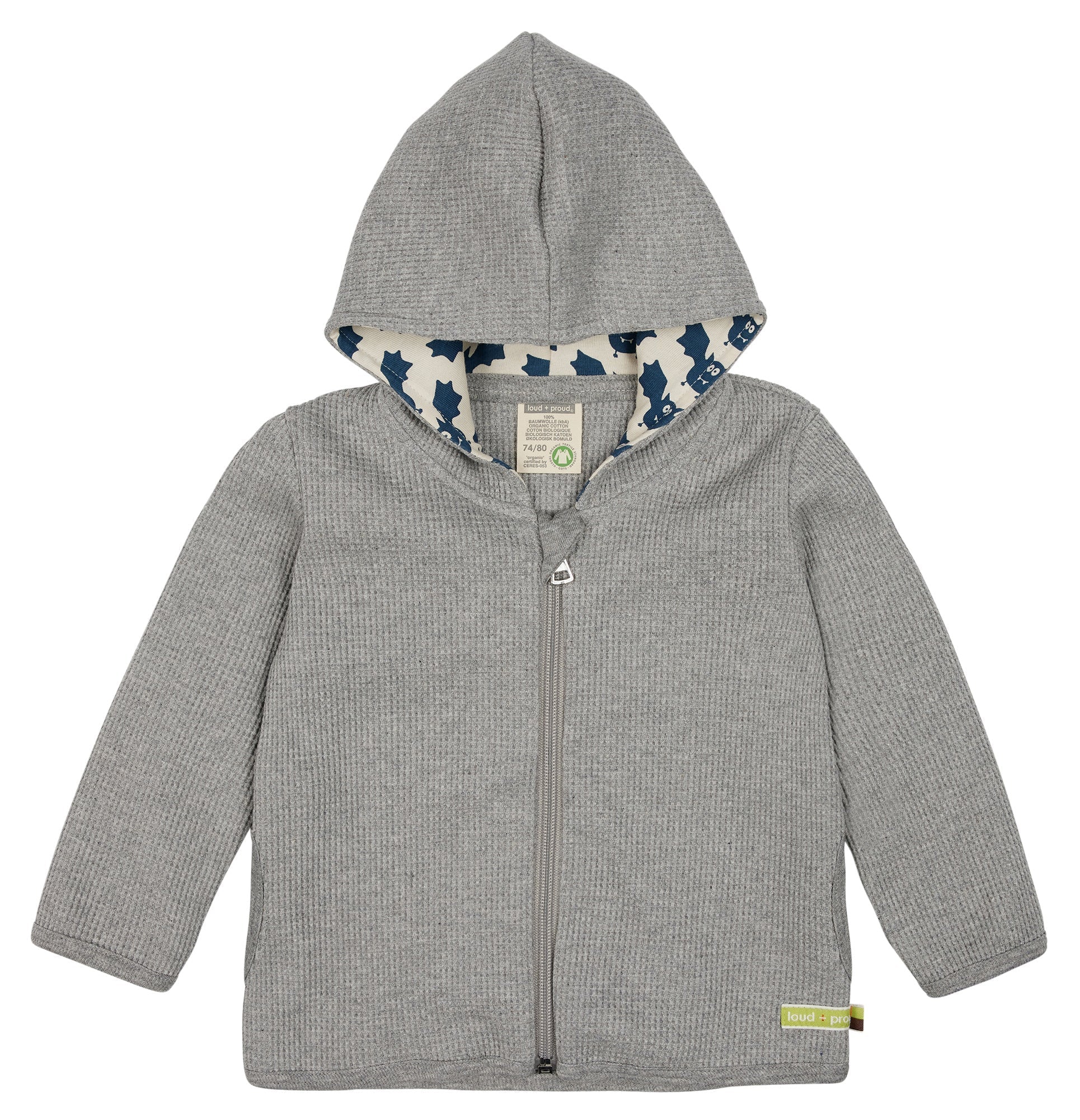 loud-proud-classics-kapuzenjacke-waffel-grey-62-68 image 1