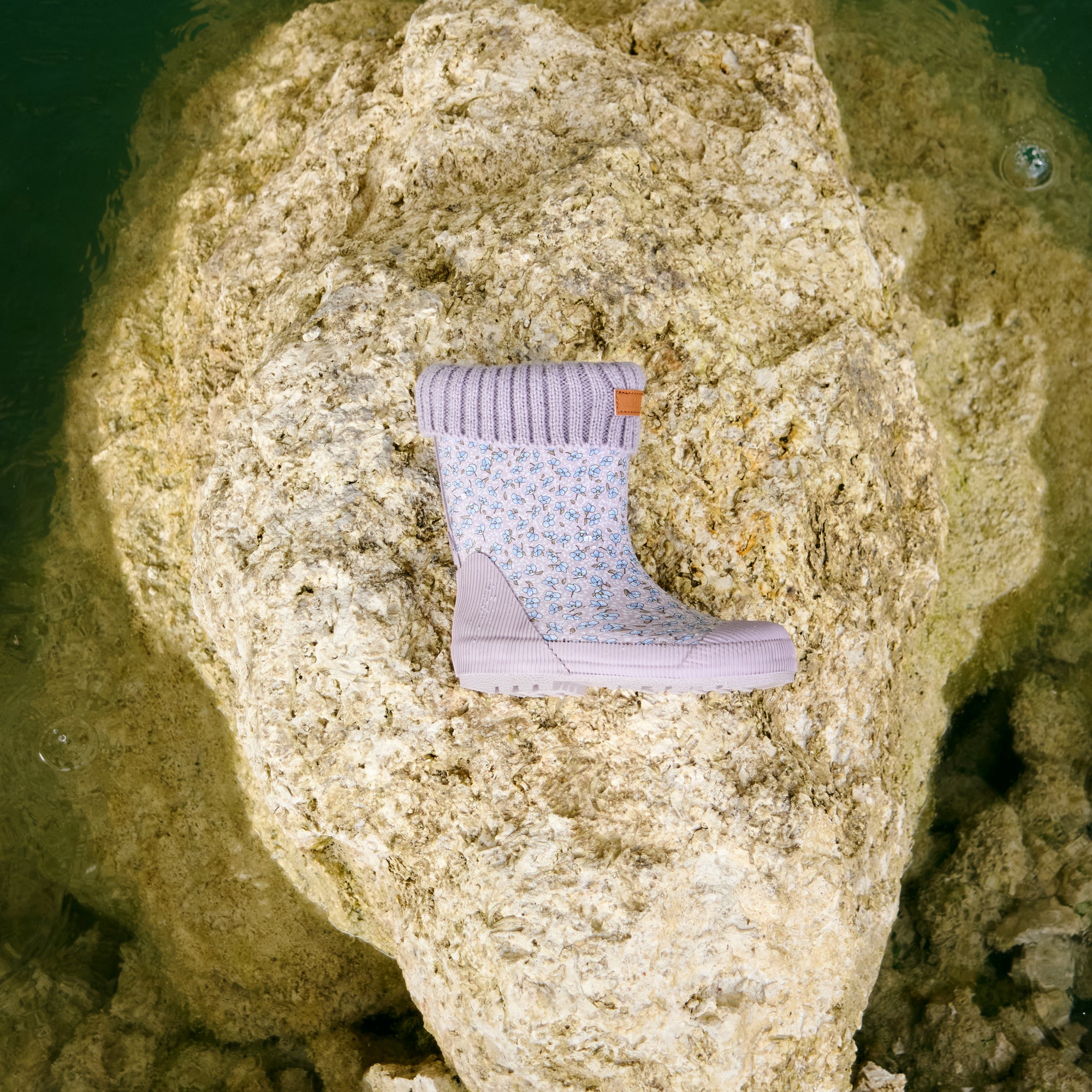 wheat-thermo-wader-gummistiefel-lilac-blue-flowers-wollfutter image 2