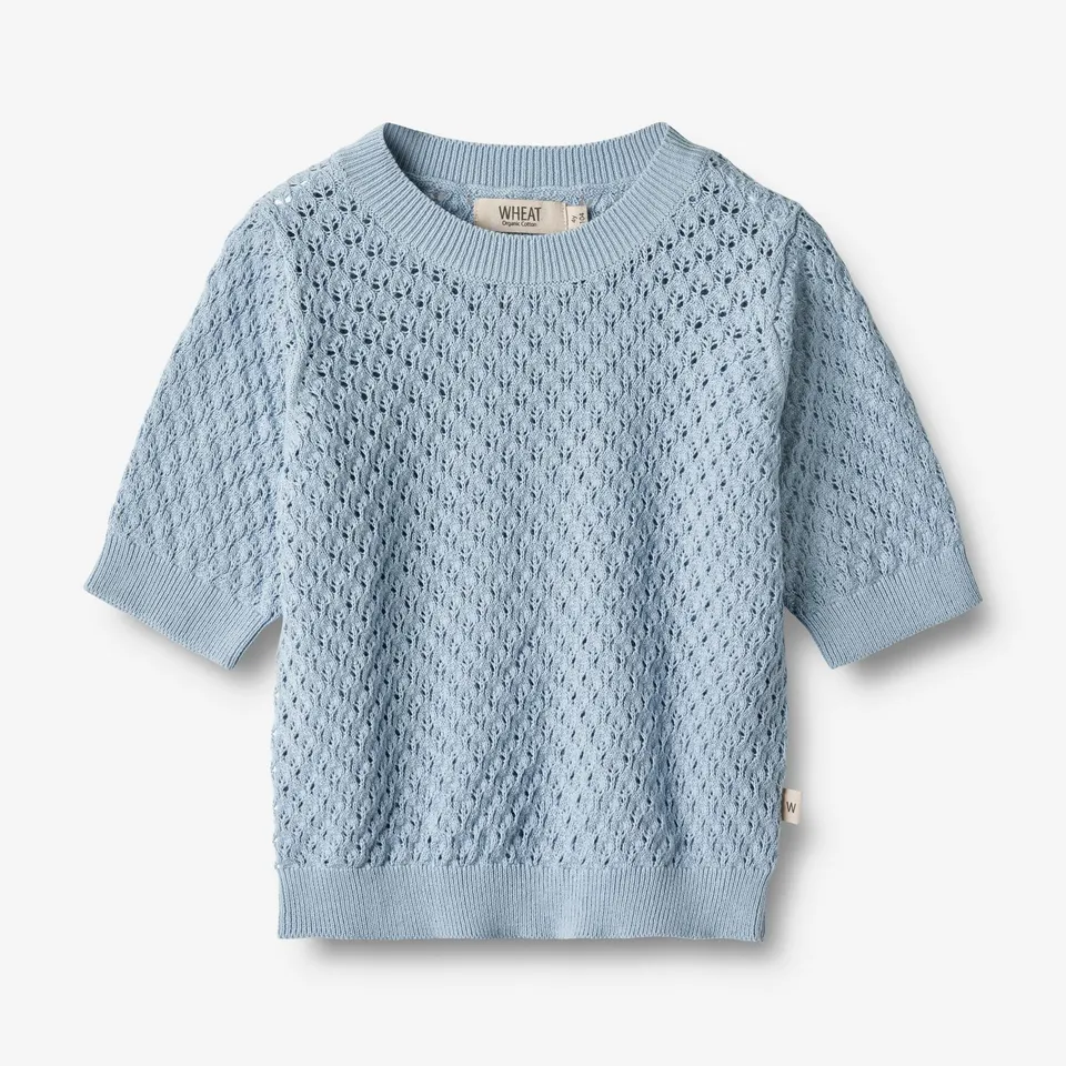 wheat-knit-top-alva-kinder-t-shirt-blue-summer-bio-baumwolle image 1