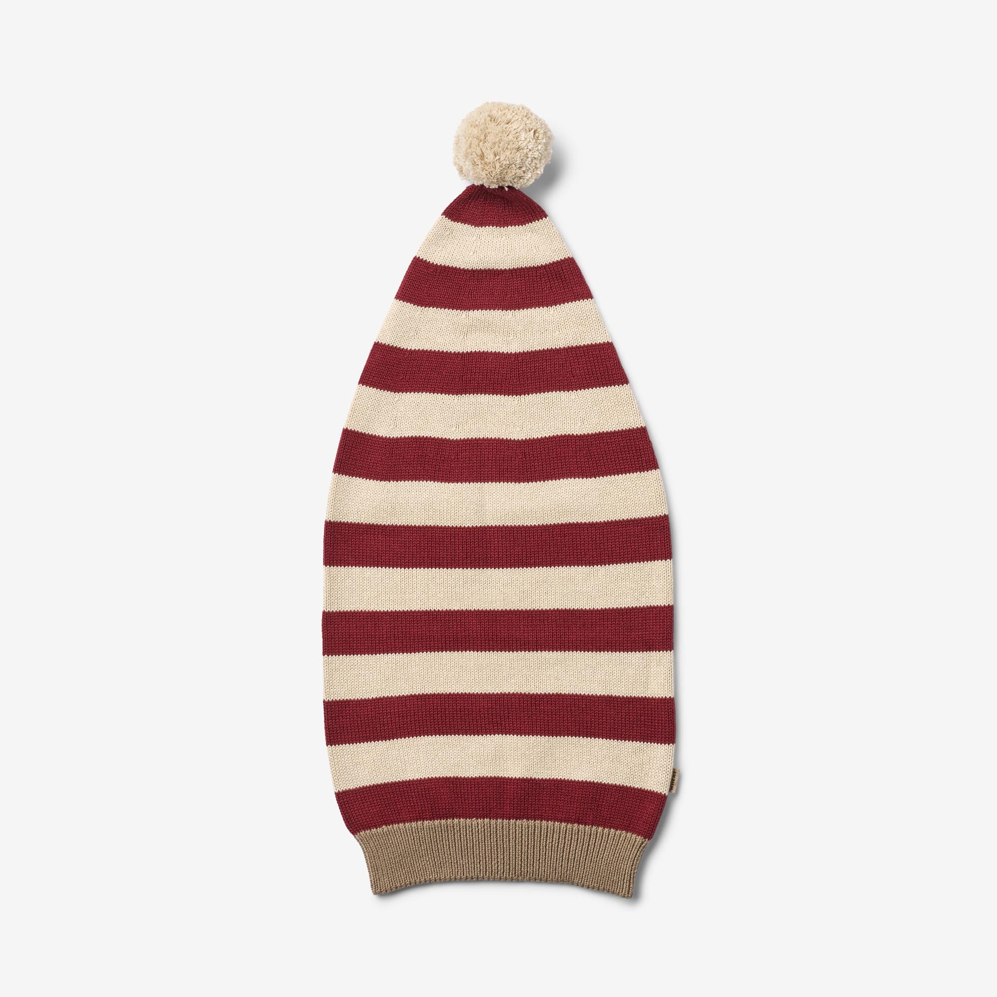 wheat-weihnachtsm-tze-red-stripe-bio-baumwolle-bommel image 1