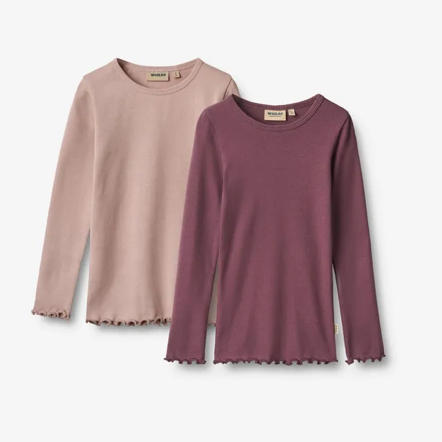 wheat-ida-langarmshirt-rippe-eggplant-2er-set-bio-baumwolle image 1