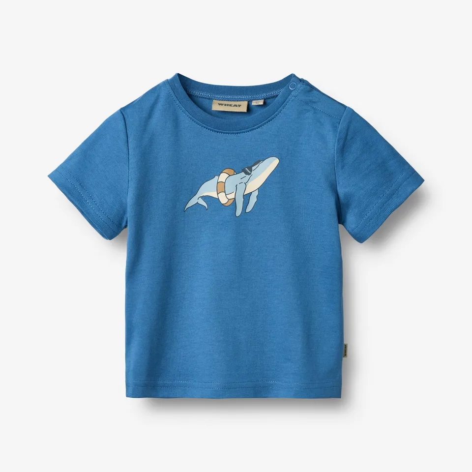 wheat-t-shirt-walter-kurzarmshirt-blue-bio-baumwolle image 1