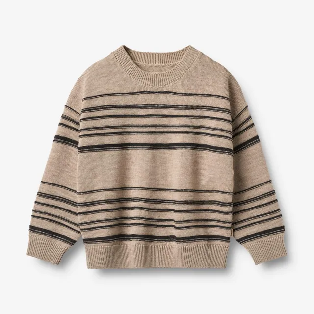 wheat-flores-strickpullover-sand-black-stripe-merinowolle image 1
