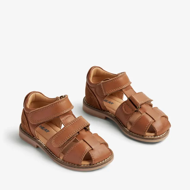 wheat-bassi-sandale-cognac-leder-klett-geschlossene-zehe image 1