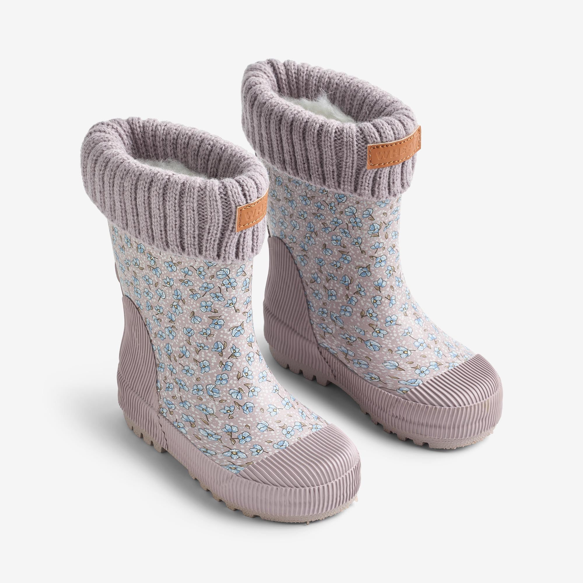 wheat-thermo-wader-gummistiefel-lilac-blue-flowers-wollfutter image 1