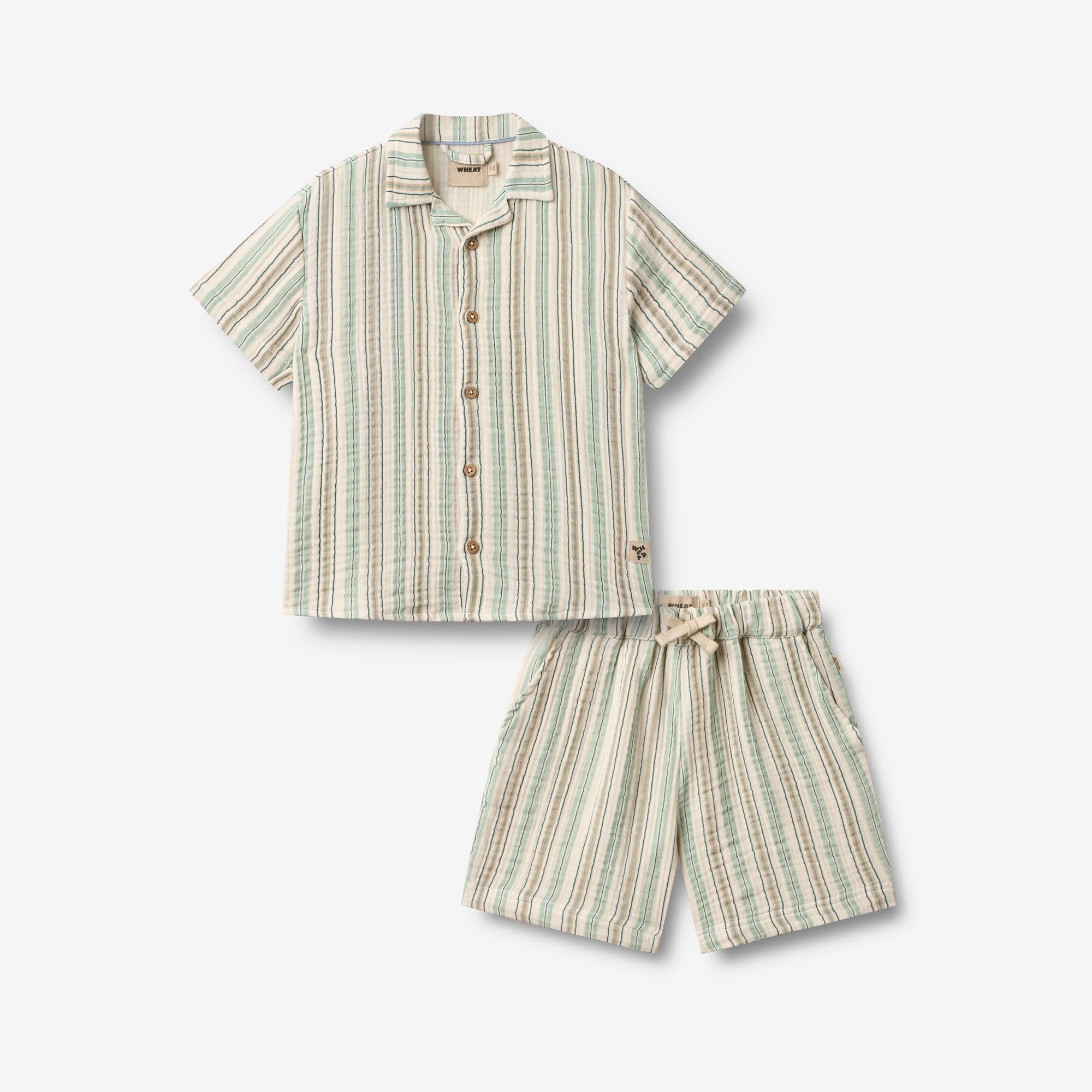 wheat-anker-shirt-shorts-set-summer-stripe-bio-baumwolle image 1