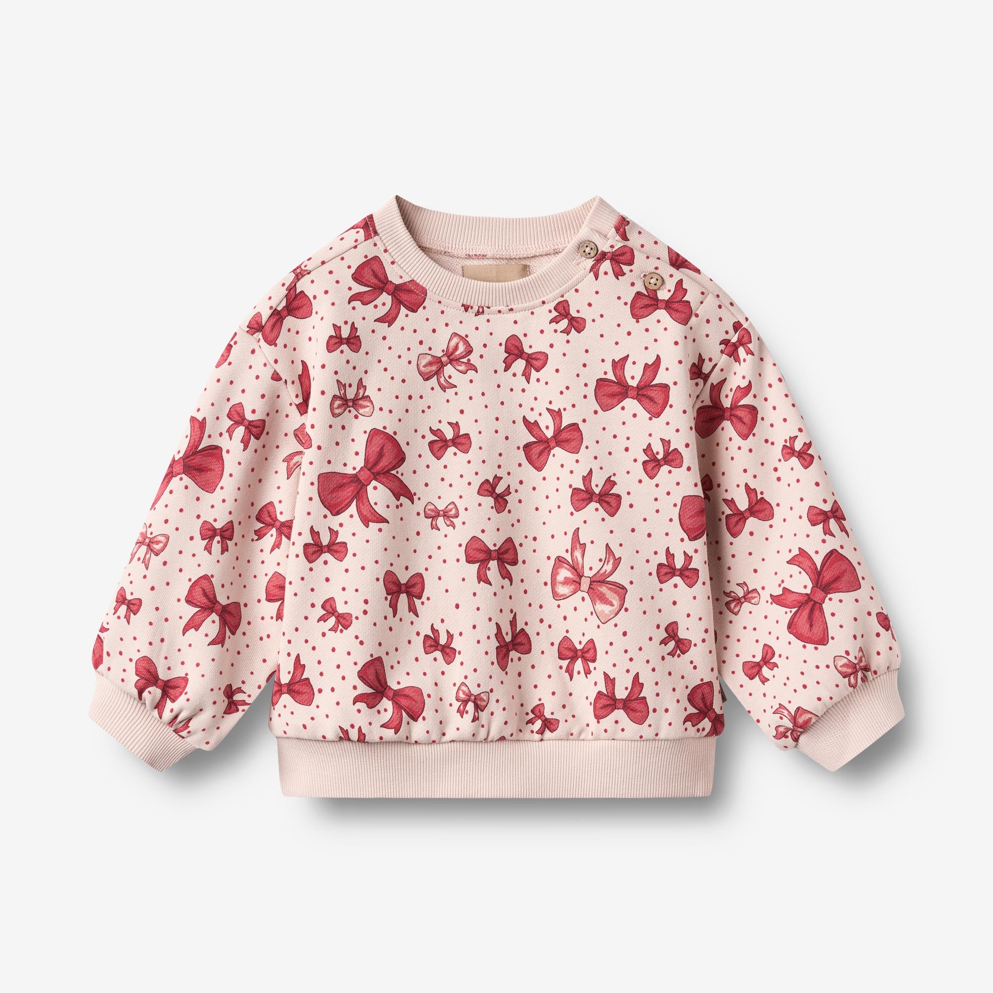 wheat-clothing-lia-sweatshirt-pullover-almond-peach-bows image 1