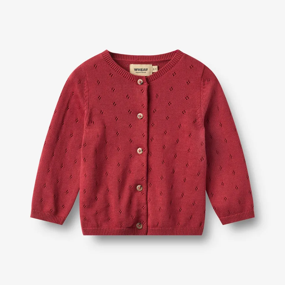 wheat-maia-strickjacke-baby-red-cherry-bio-baumwolle image 1