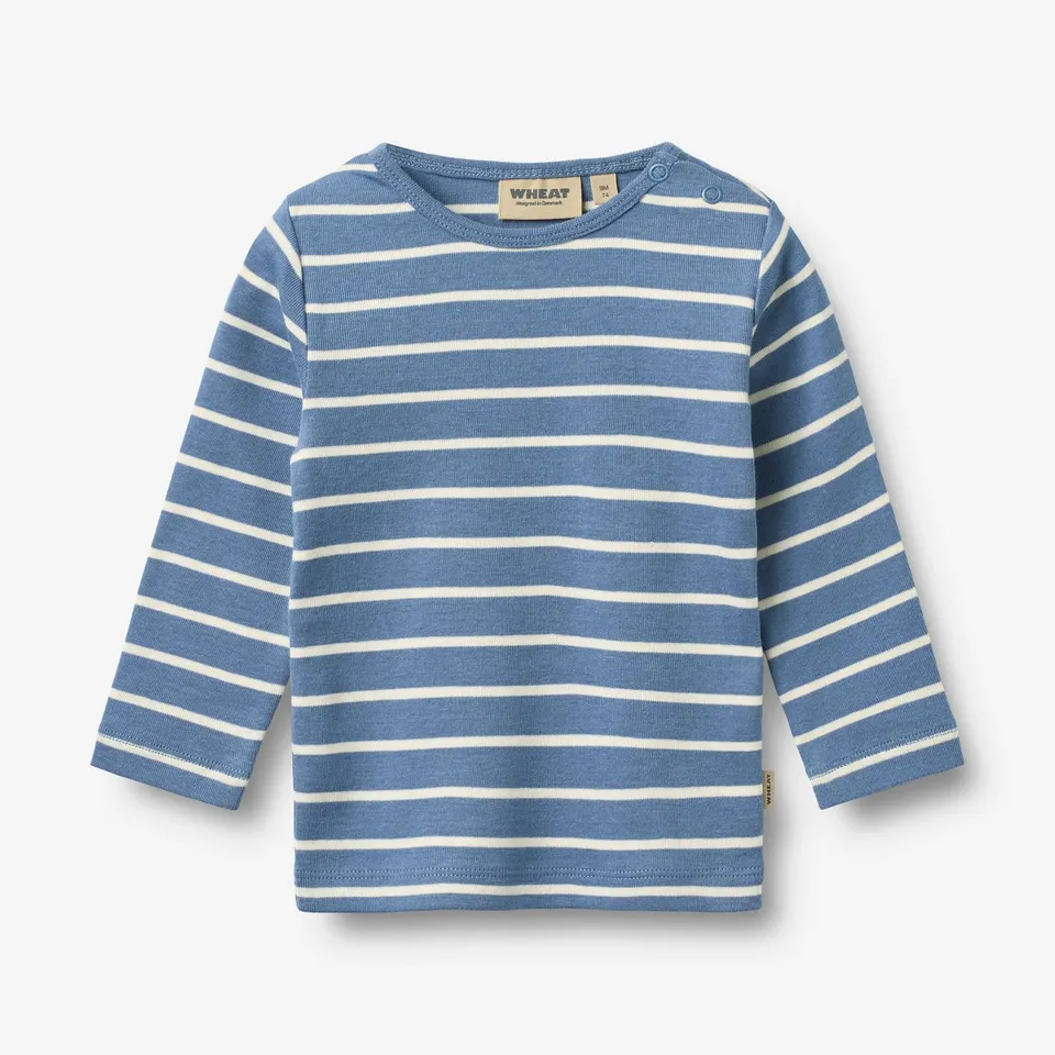 wheat-clothing-stig-langarmshirt-blue-stripe-baby-bio image 1