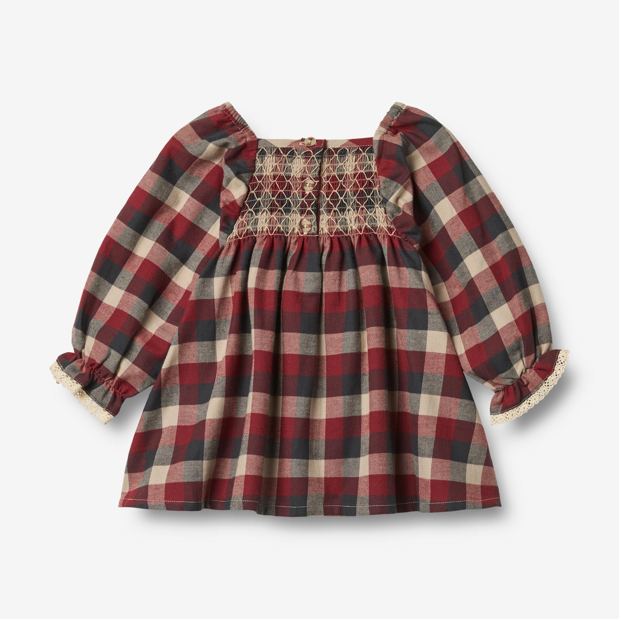 wheat-clothing-bella-babykleid-red-blue-check-bio-baumwolle image 4