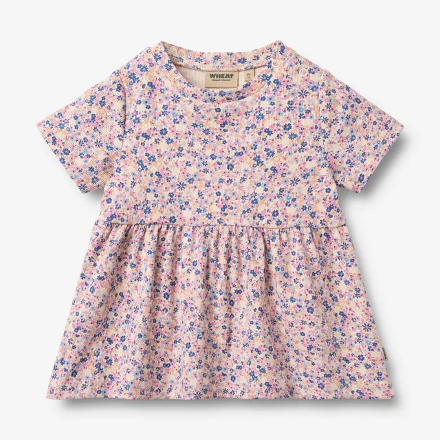wheat-anna-jerseykleid-baby-pink-blue-flowers-bio image 1