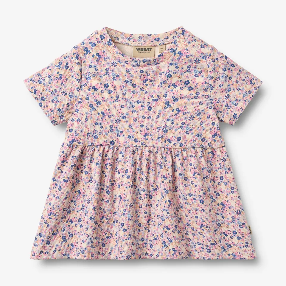 wheat-anna-jerseykleid-baby-pink-blue-flowers-bio image 1