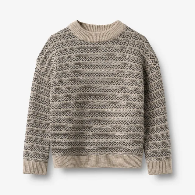 wheat-jens-jacquard-pullover-merinowolle-warm-sand-melange image 1