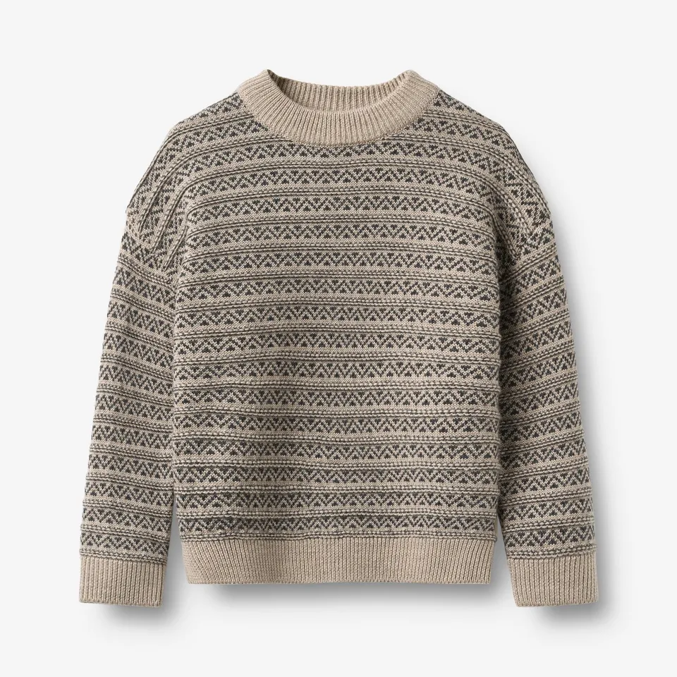 wheat-jens-jacquard-pullover-merinowolle-warm-sand-melange image 1