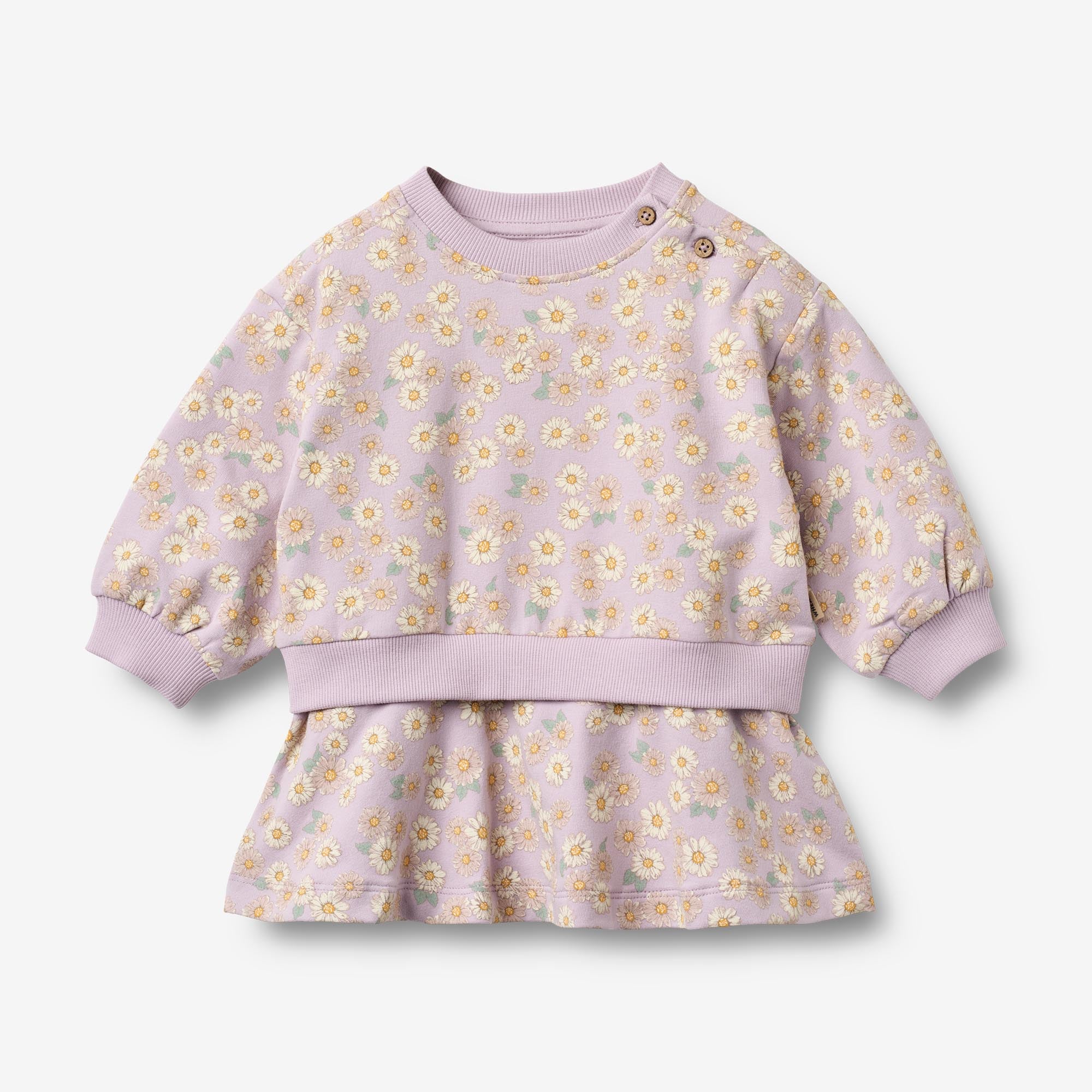 wheat-maggie-sweatkleid-lavender-daisies-bio-baumwolle image 1