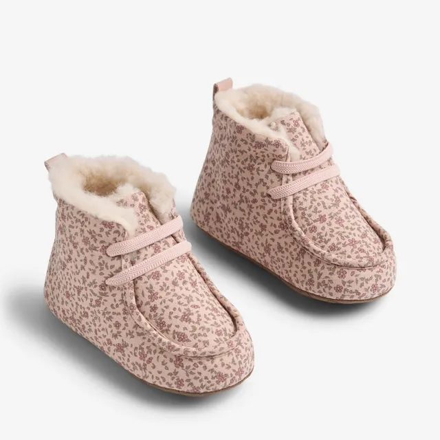 wheat-indoor-shoe-mae-hausschuh-dime-rose-small-flowers-wolle image 1