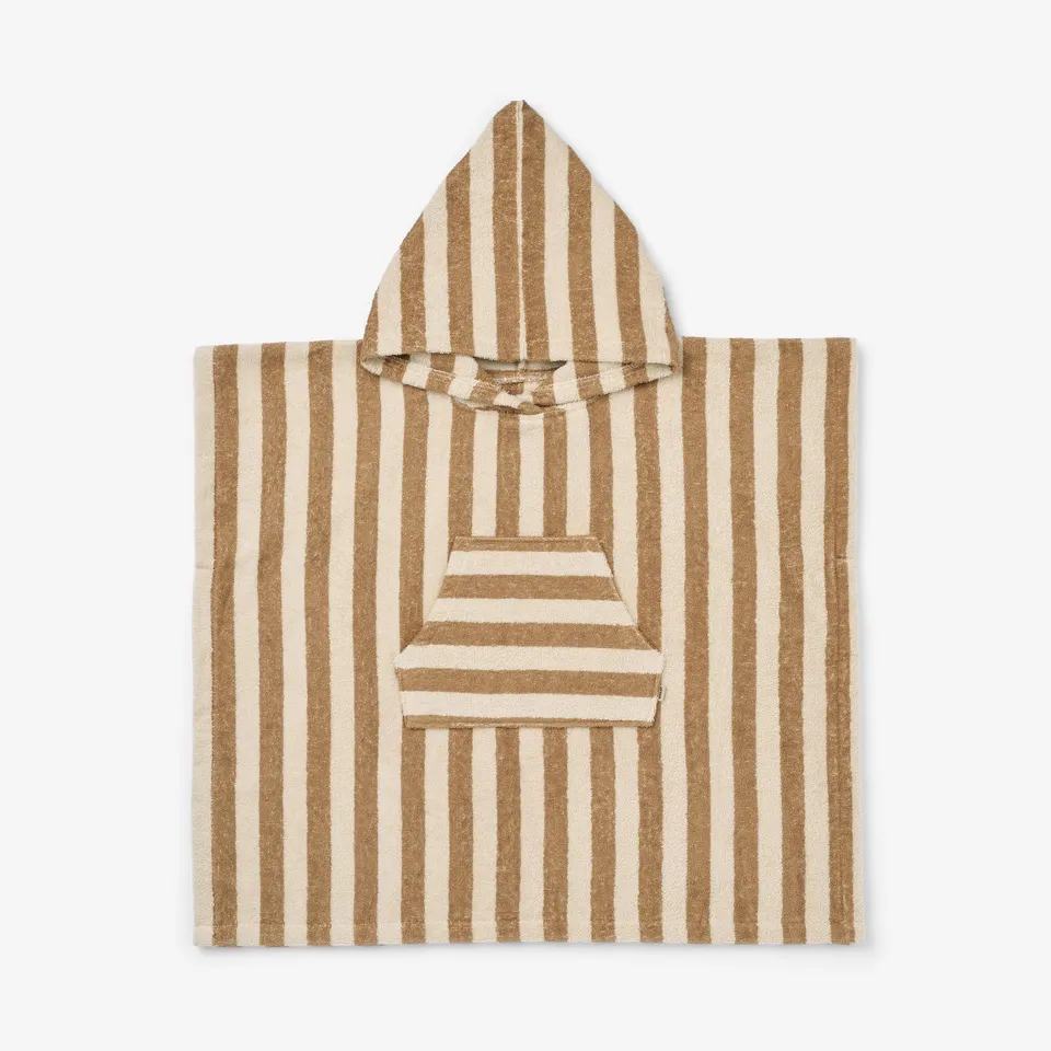 wheat-terry-poncho-lille-badeponcho-cappucino-stripe-bio-baumwolle image 1
