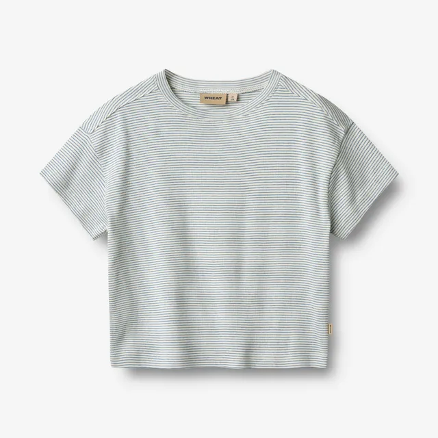 wheat-t-shirt-tommy-kinder-shirt-blue-stripe-bio-kurzarm image 1