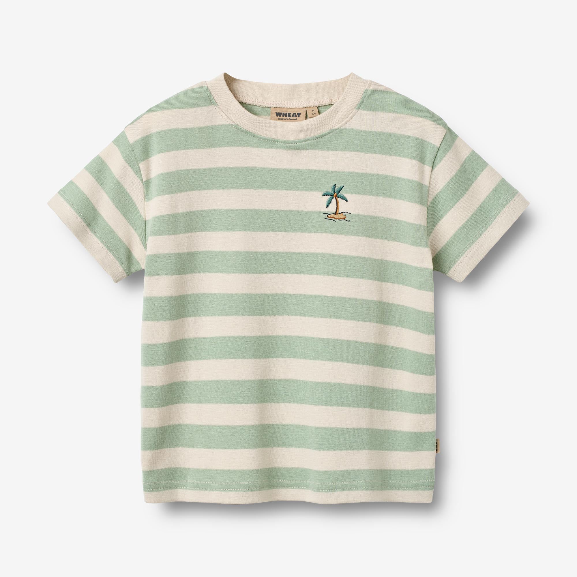 wheat-liam-t-shirt-bio-baumwolle-kinder-mint-stripe image 1