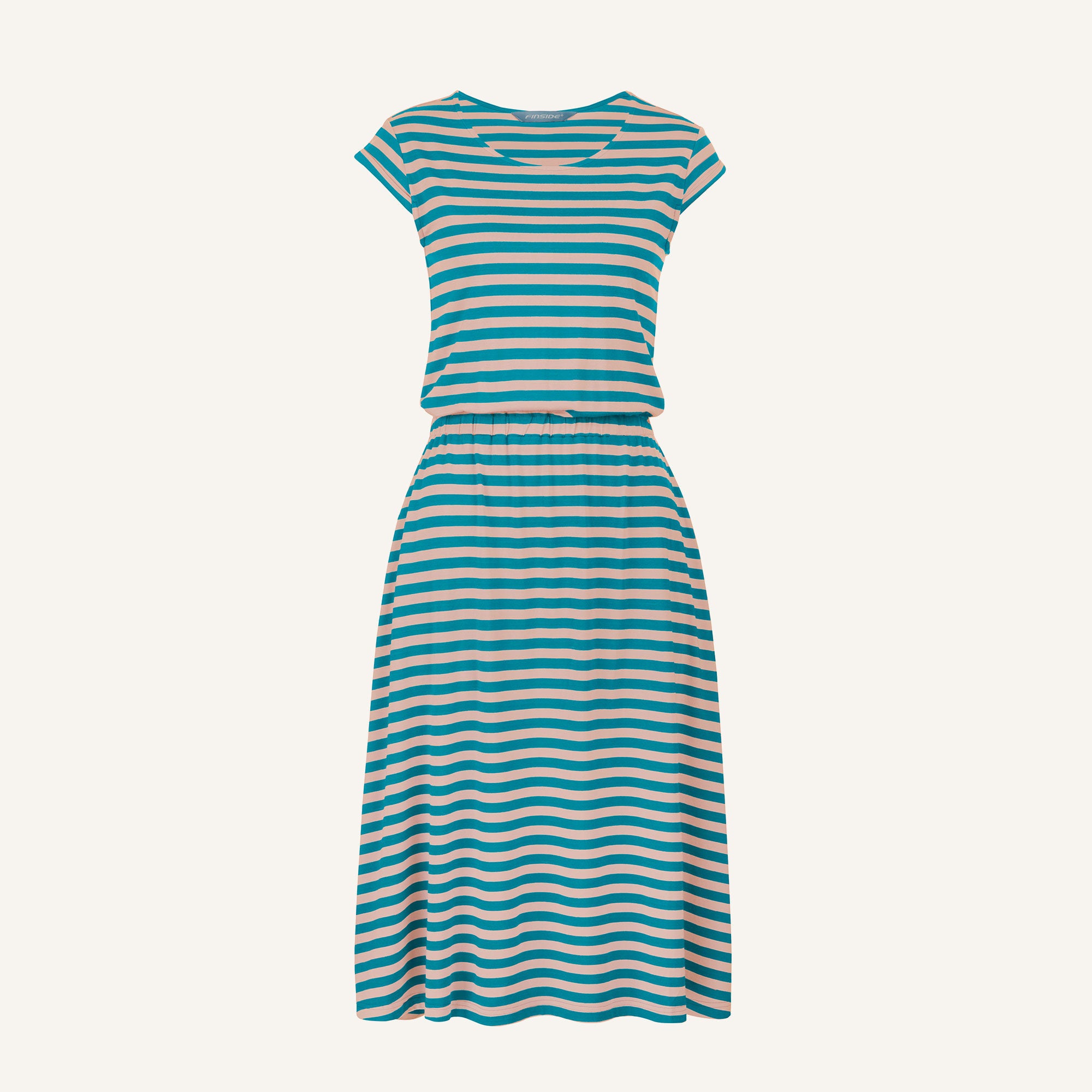 finkid-husky-mekko-kleid-aus-bambusjersey-nautic-pebble-gestreiftes-sommerkleid image 1