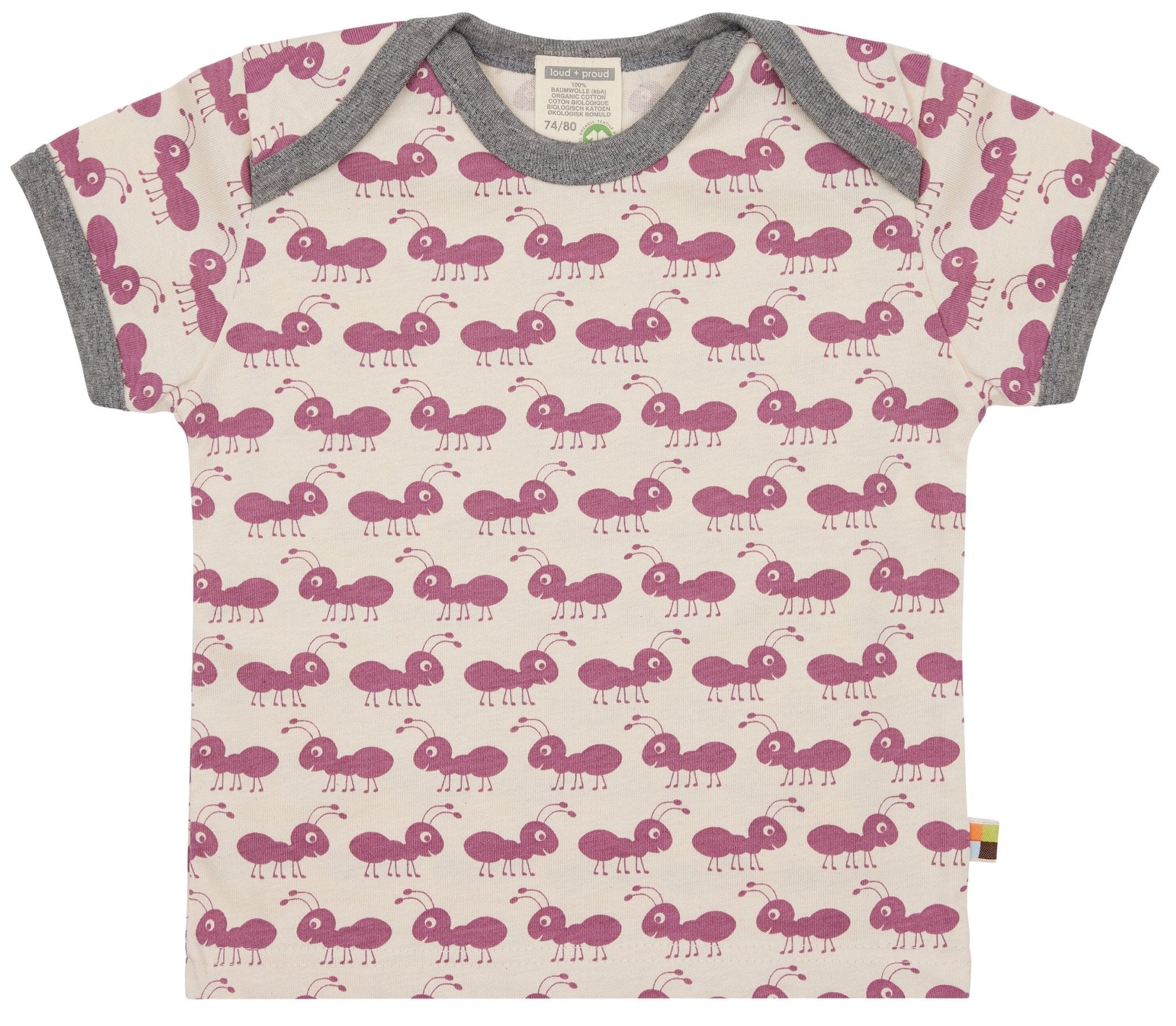 loud-proud-classics-t-shirt-mit-druck-ameisen-grape-bio image 1