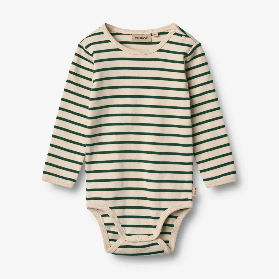 wheat-clothing-berti-langarmbody-green-stripe-bio-baumwolle image 1