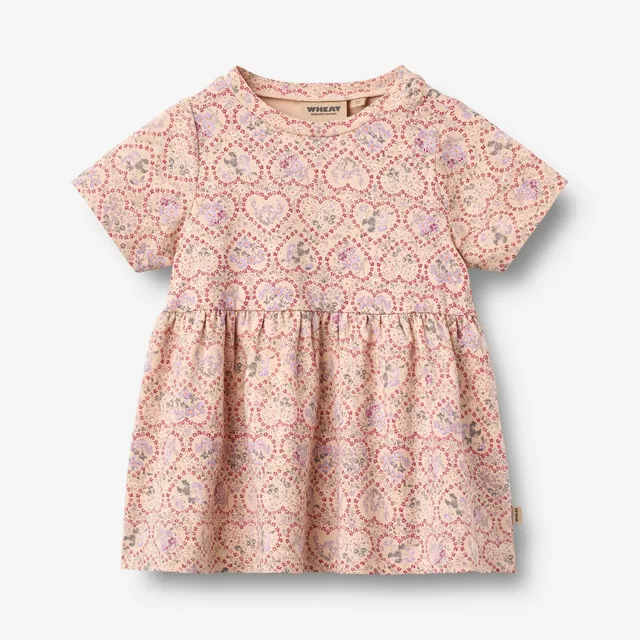 wheat-anna-jerseykleid-baby-kleid-magenta-heart-flowers image 1