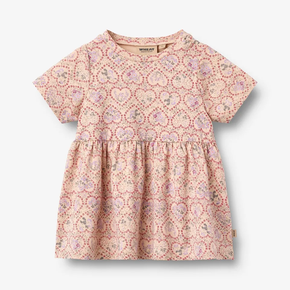wheat-anna-jerseykleid-baby-kleid-magenta-heart-flowers image 1