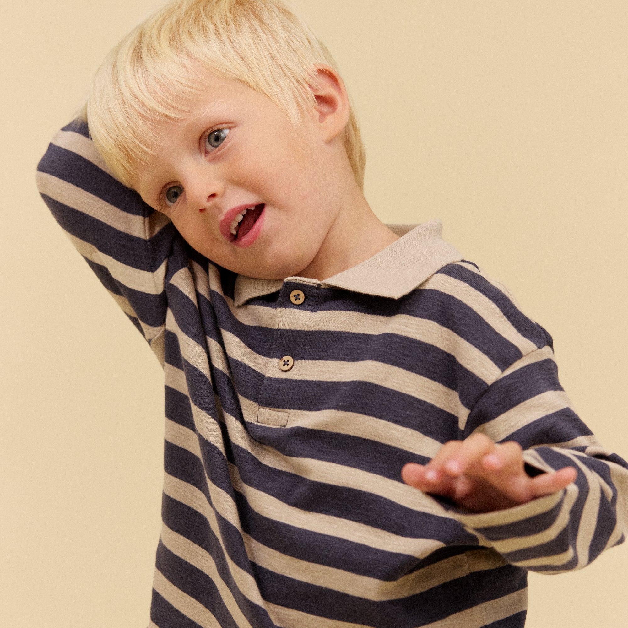 wheat-fred-polo-shirt-langarm-greyblue-stripe-bio-baumwolle-junge image 1