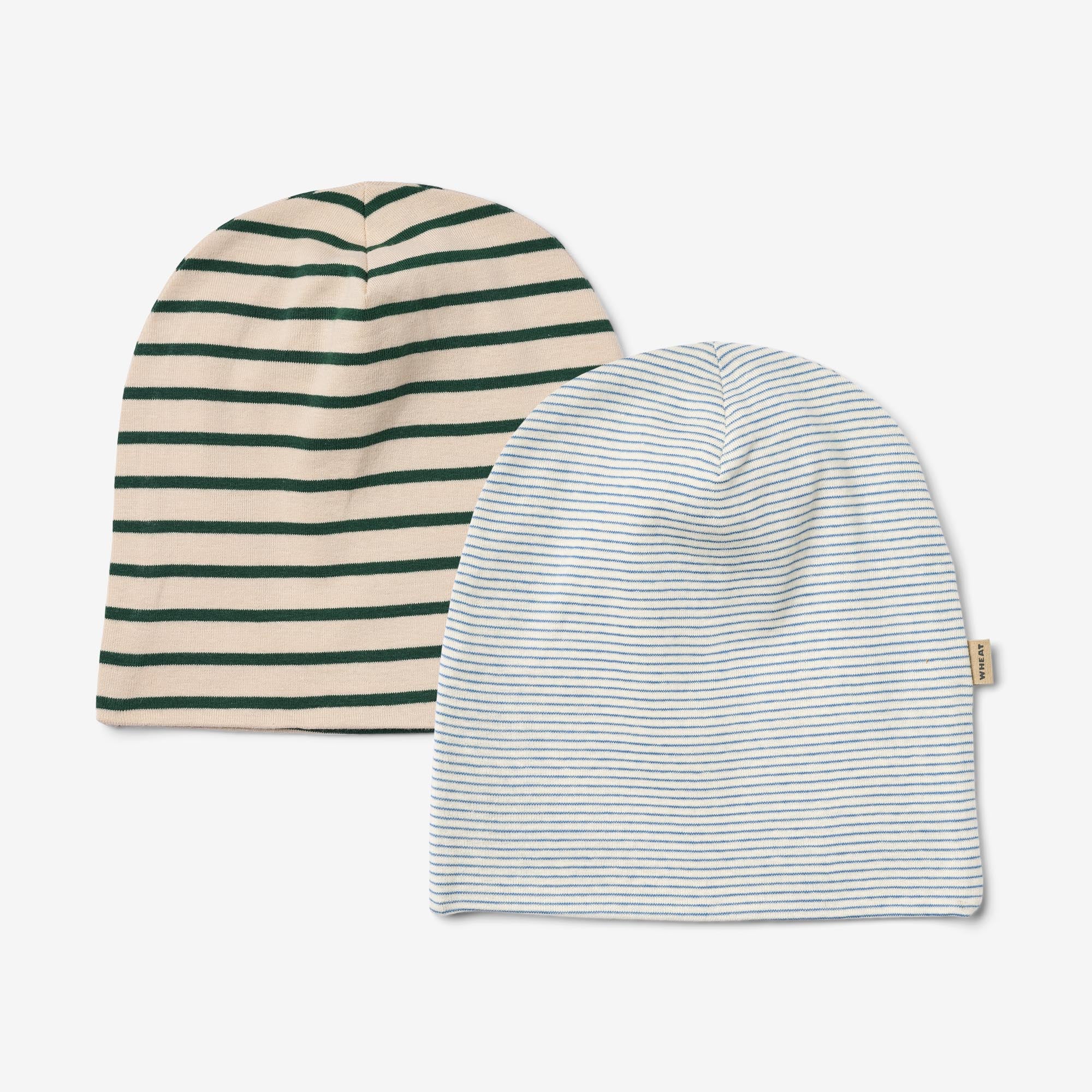 wheat-aidan-soft-hat-kinderm-tze-blue-green-stripe-2er-set-bio-baumwolle image 1