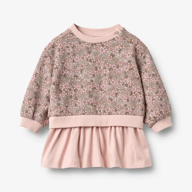 wheat-sweat-dress-maggie-kleid-rose-brown-flowers-bio image 1