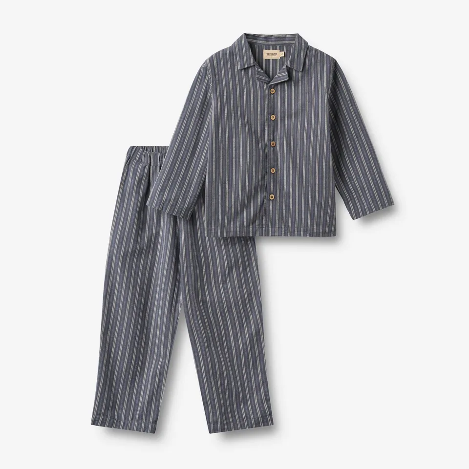 wheat-madison-pyjama-kinder-blue-holiday-stripe-bio image 1