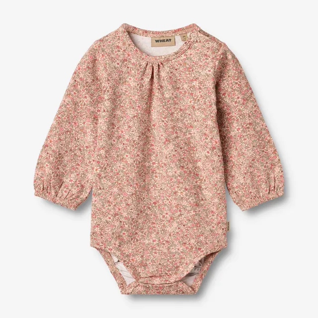 wheat-elmine-body-langarm-babybody-rose-dust-flower-meadow-bio image 1