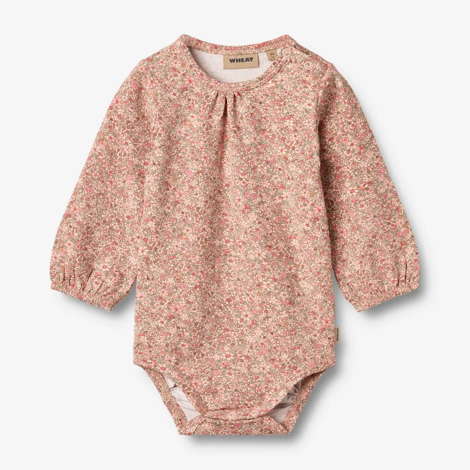 wheat-elmine-body-langarm-babybody-rose-dust-flower-meadow-bio image 1