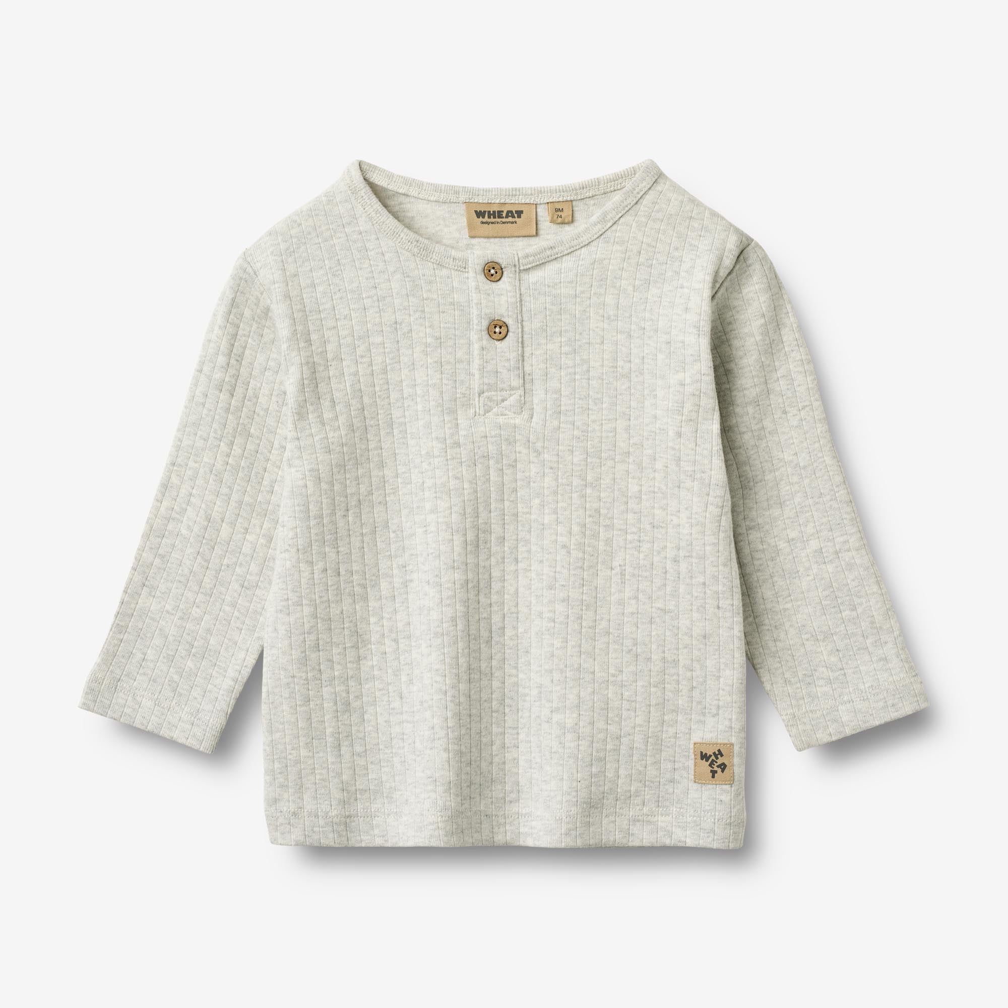 wheat-morris-t-shirt-langarm-baby-melange-grey-bio-baumwolle image 1