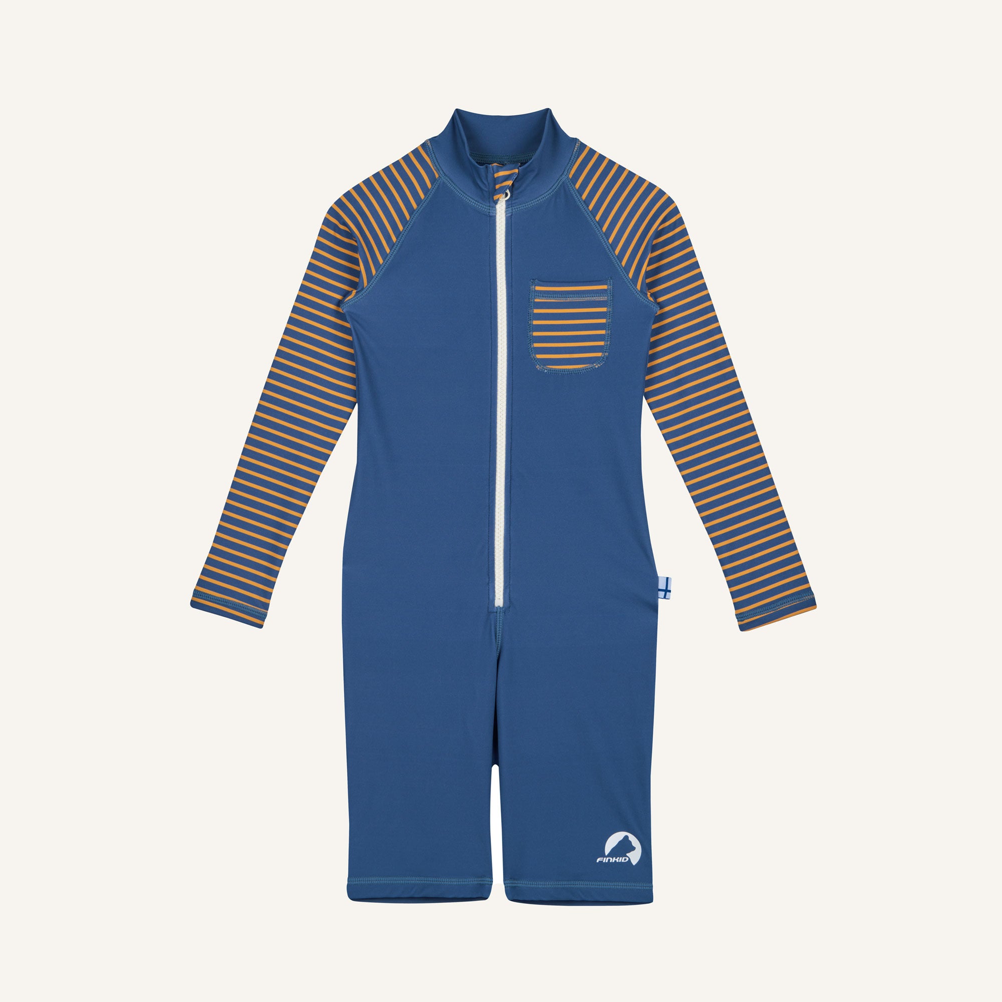 finkid-kala-eko-badeoverall-denim-sunflower-80-90-uv-50 image 1