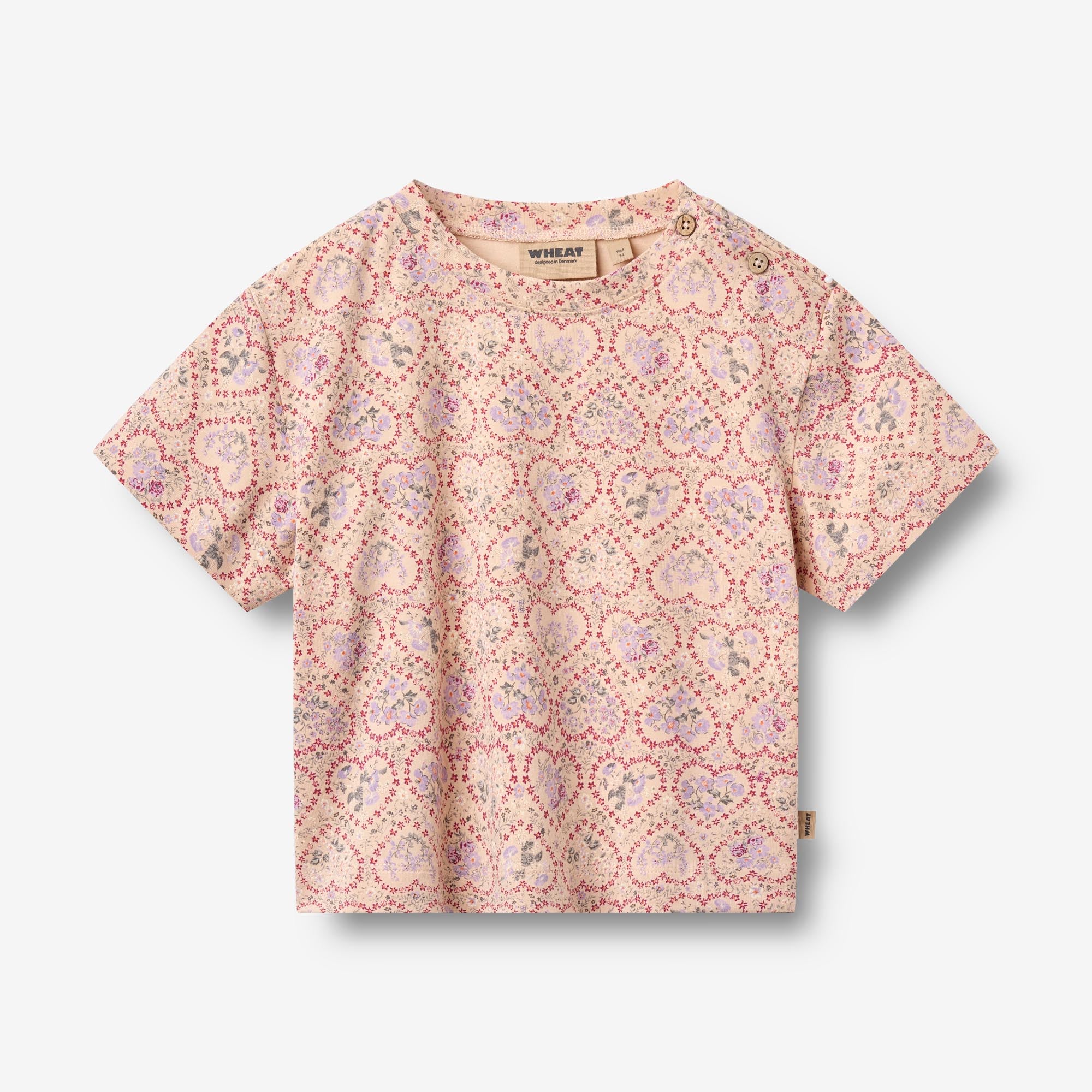 wheat-ella-t-shirt-magenta-heart-flowers-m-dchen-bio-baumwolle image 1