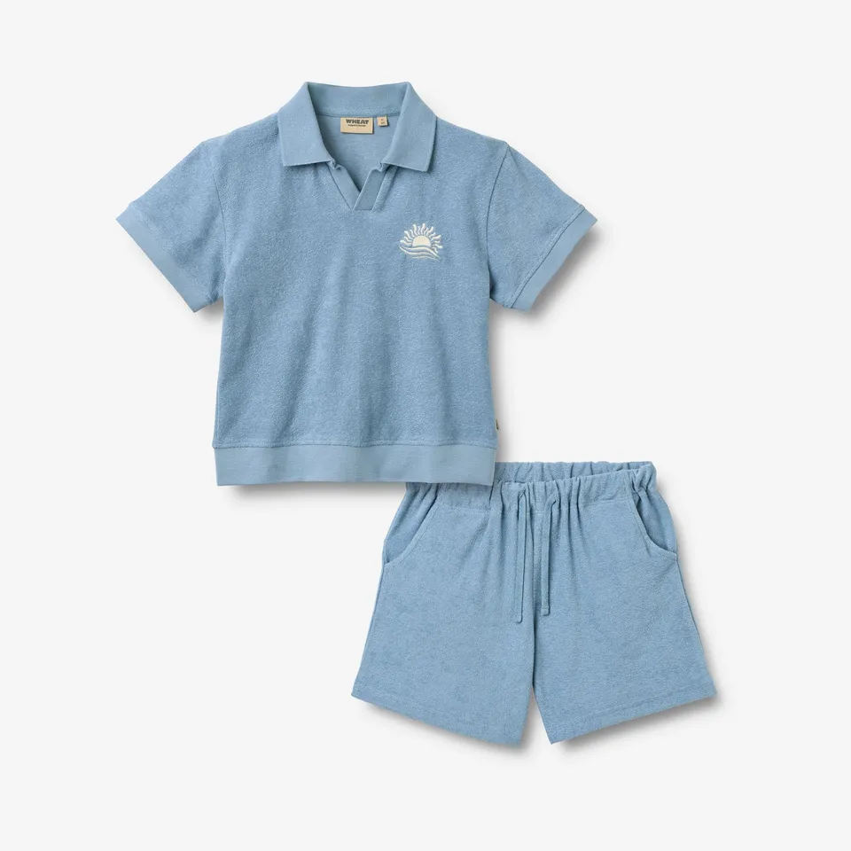 wheat-marlo-polo-set-faded-denim-shorts-bio image 1