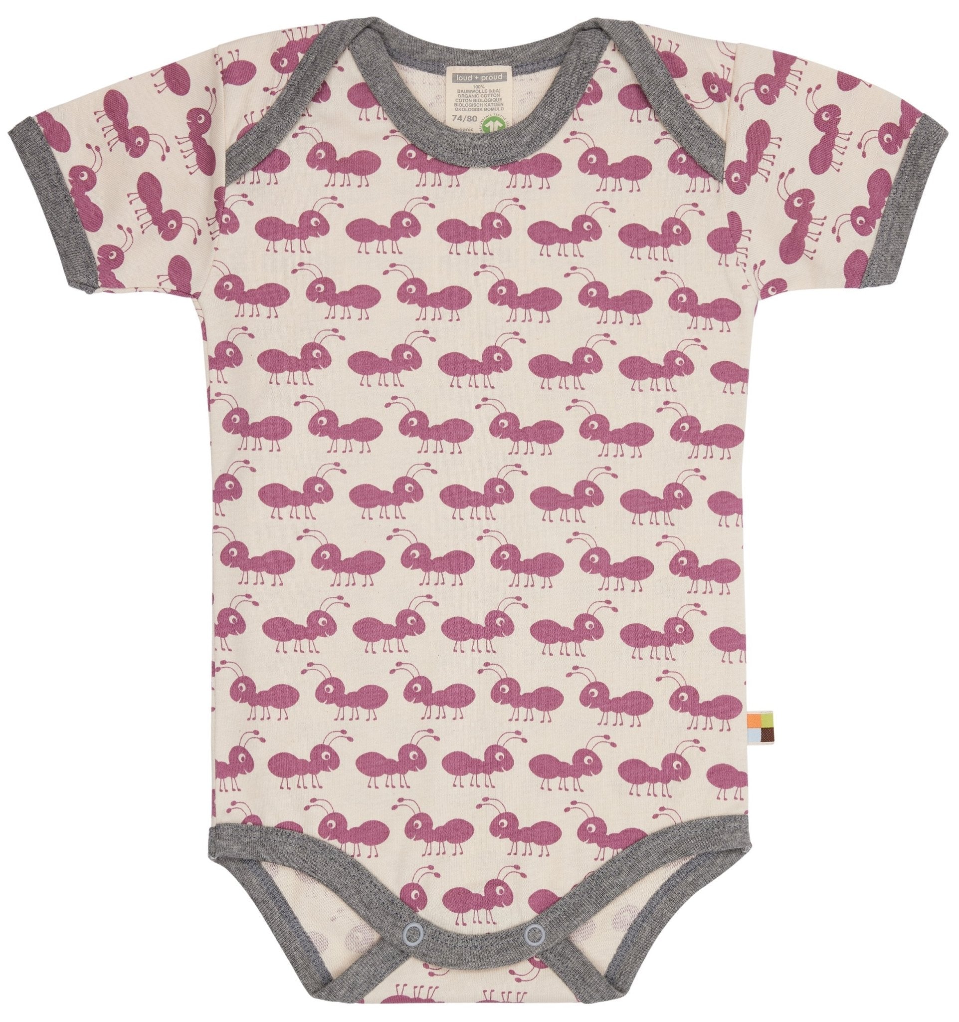 loud-proud-classics-body-ameisen-kurzarmbody-grape-62-68-bio image 1