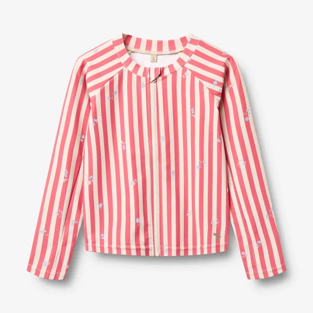 wheat-clothing-swim-t-shirt-ada-badeshirt-red-stripe-flowers-uv-40 image 1