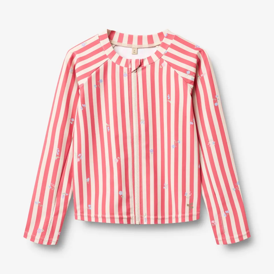 wheat-clothing-swim-t-shirt-ada-badeshirt-red-stripe-flowers-uv-40 image 1