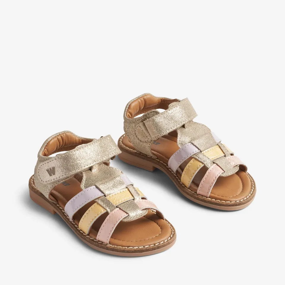 wheat-stela-sandale-grau-leder-glitzer-klett image 1