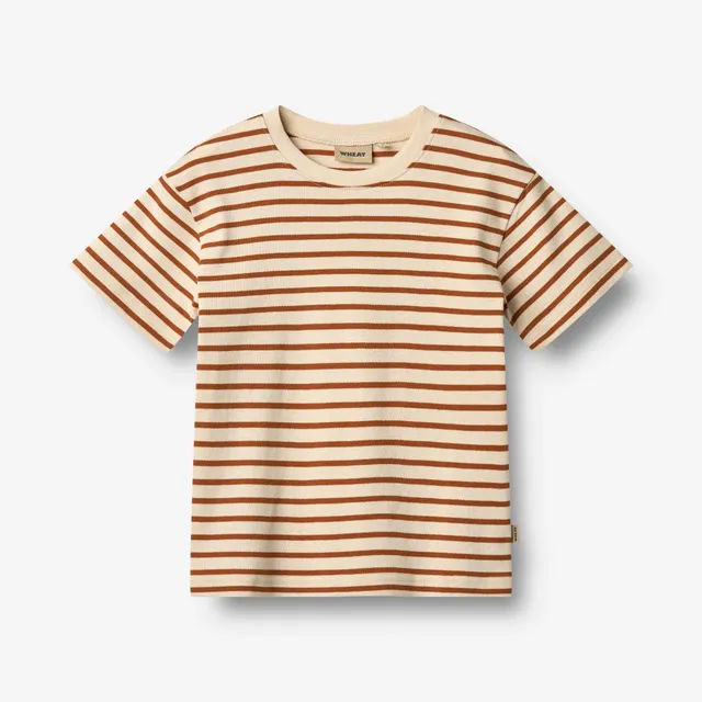 wheat-fabian-t-shirt-s-s-kinder-warm-caramel-stripe-bio-baumwolle image 1