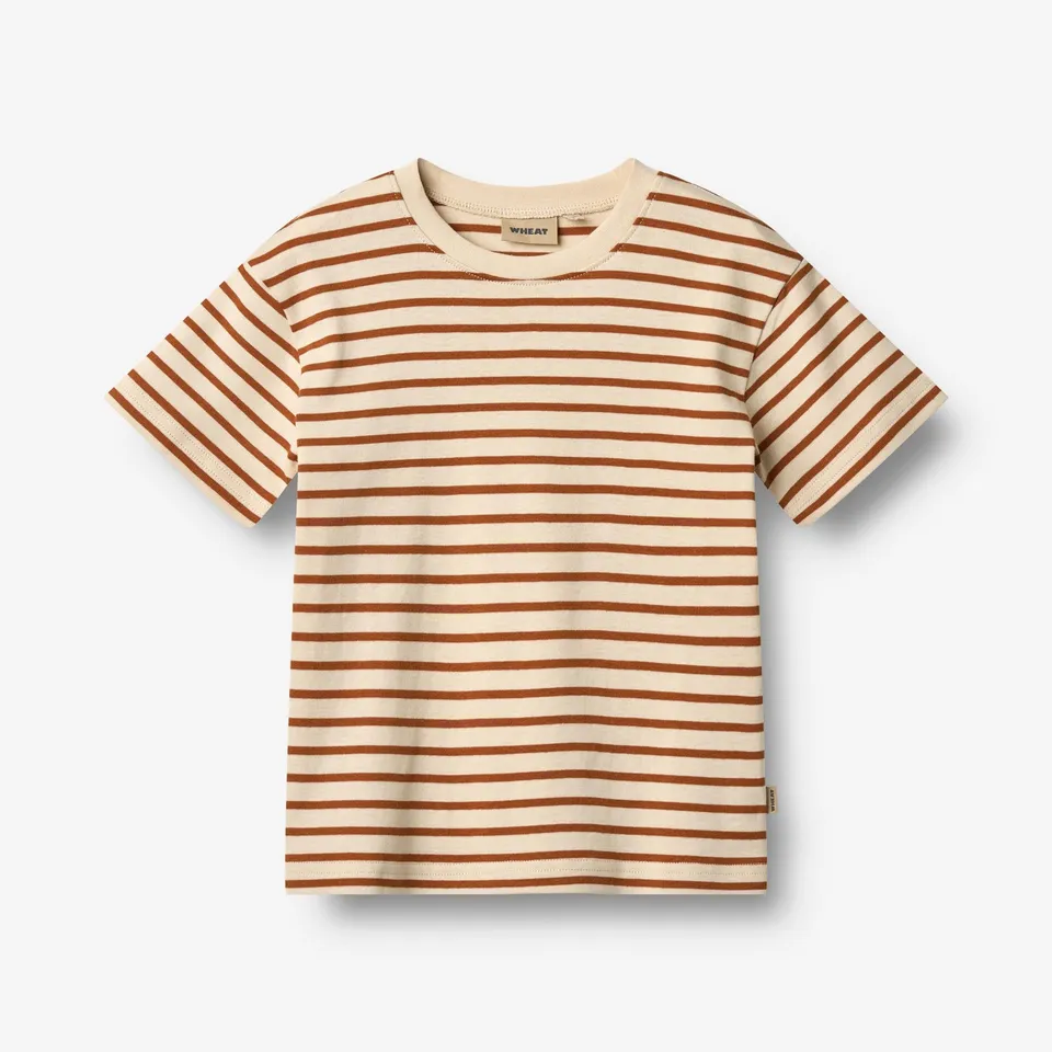 wheat-fabian-t-shirt-s-s-kinder-warm-caramel-stripe-bio-baumwolle image 1