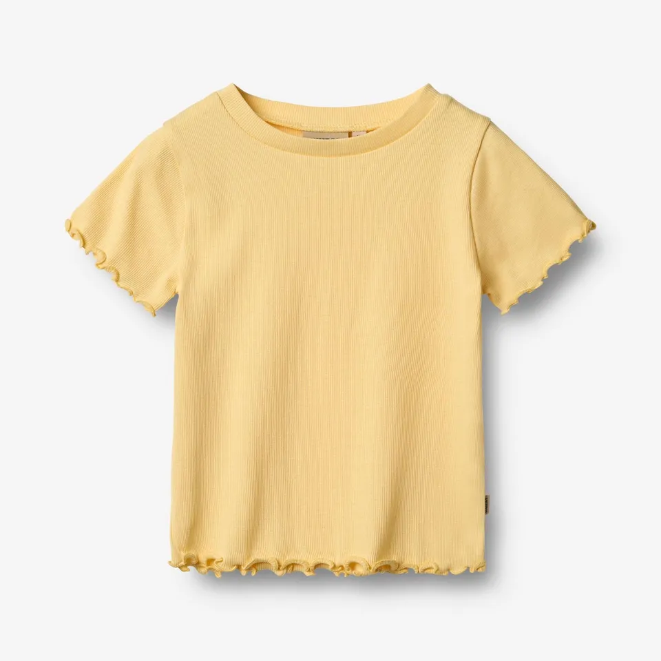 wheat-alicia-rippen-t-shirt-kinder-golden-yellow-bio-baumwolle image 1