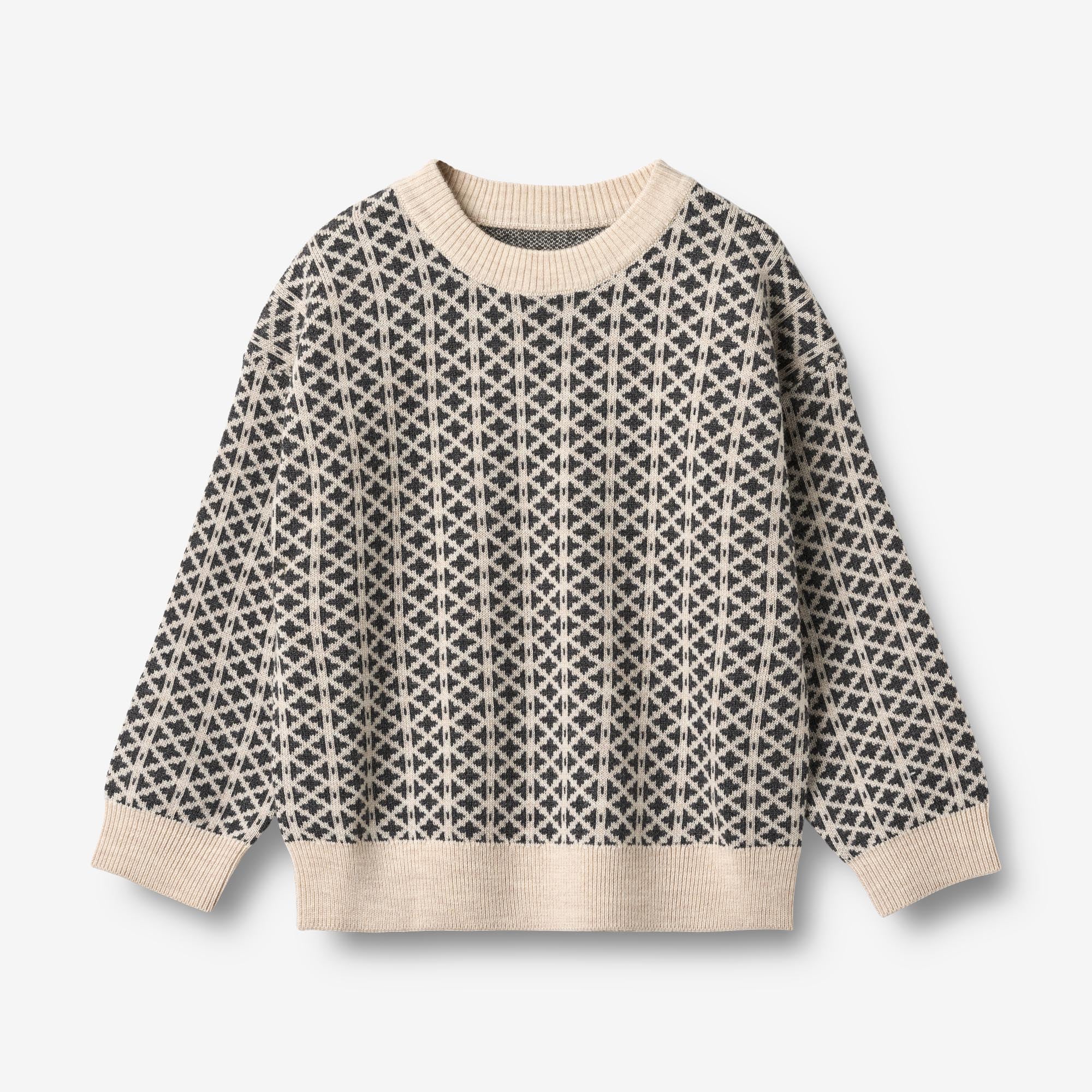 wheat-elias-jacquard-pullover-warm-sand-melange-merinowolle image 1